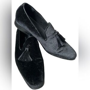 Carlo Morandi Blk Satin & Tassel Dress Formal Smoking Shoes - Size 9.5 D